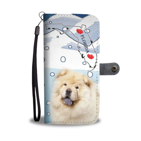 Cute Chow Chow Dog Print Wallet CaseFL State