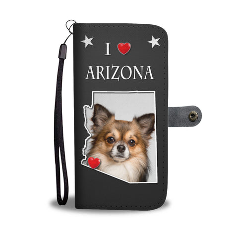 Cute Chihuahua On Black Print Wallet CaseAZ State