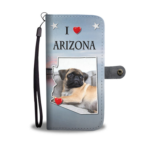 Cute Pug Dog Print Wallet CaseAZ State