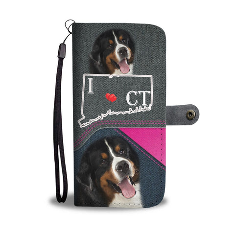 Bernese Mountain Dog Print Wallet CaseCT State