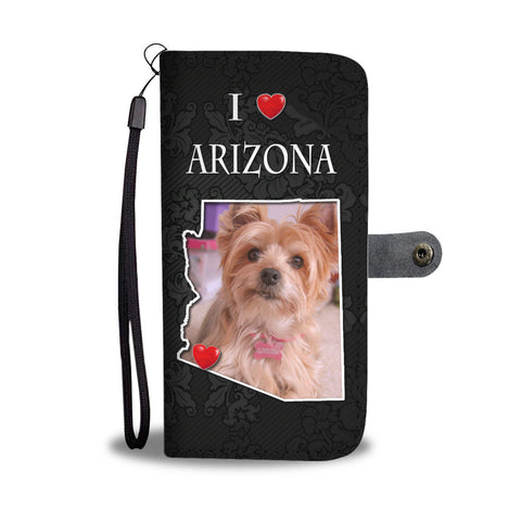 Yorkshire Terrier On Black Print Wallet CaseAZ State