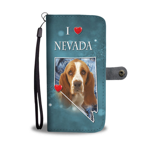 Cute Basset Hound Print Wallet CaseNV State