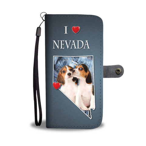 Cute Beagle Dog Print Wallet CaseNV State