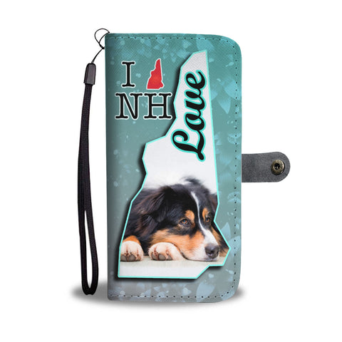 Australian Shepherd Dog Print Wallet CaseNH State