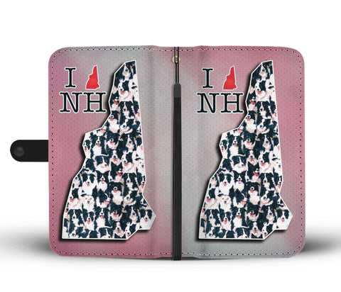 Border Collie In Lots Print Wallet CaseNH State