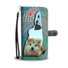 Cute Akita Print Wallet CaseNH State