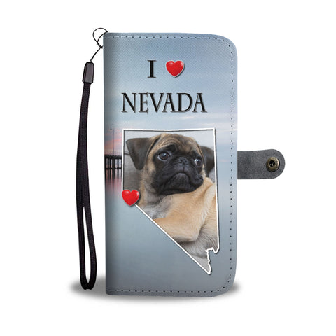 Cute Pug Dog Print Wallet CaseNV State