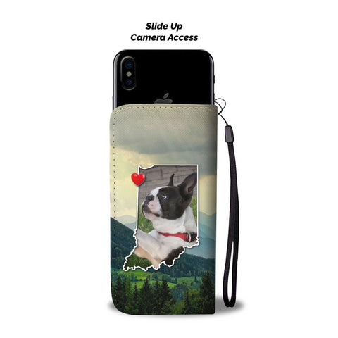 Lovely Boston Terrier Print Wallet CaseIN State