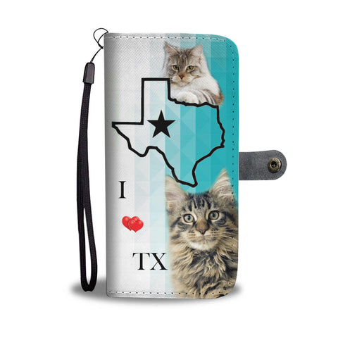 Maine Coon Cat Print Wallet CaseTX State