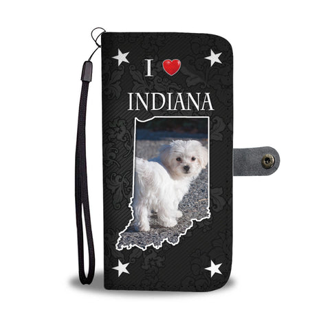 Cute Maltese Dog On Black Print Wallet CaseIN State