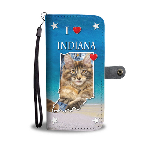 Cute Maine Coon Print Wallet CaseIN State