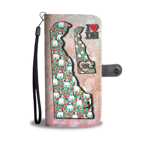 French Bulldog Floral Print Wallet CaseDE State