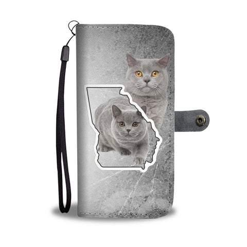 British Shorthair Cat Print Wallet CaseGA State