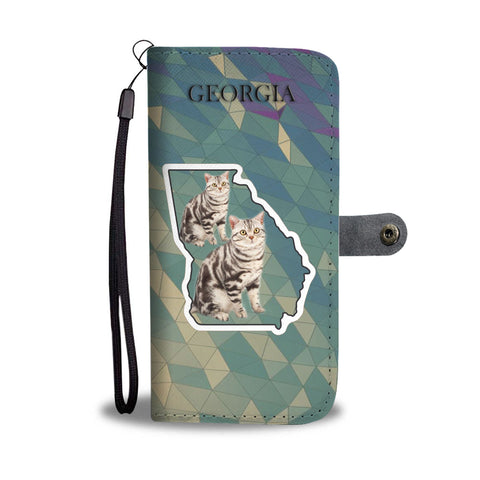 American Shorthair Cat Print Wallet CaseGA State