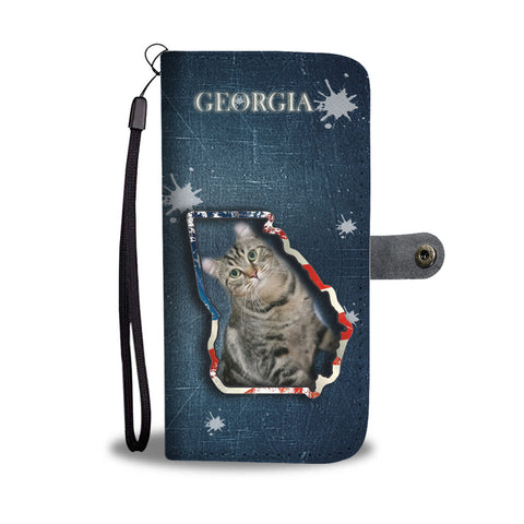 American Curl Cat Print Wallet CaseGA State