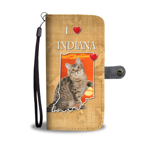 Cute American Bobtail Cat Print Wallet CaseIN State