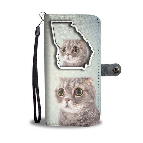 Scottish Fold Cat Print Wallet CaseGA State