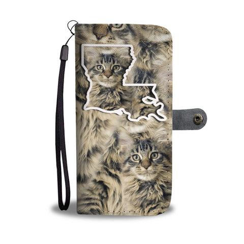 Maine Coon Cat Print Wallet CaseLA State