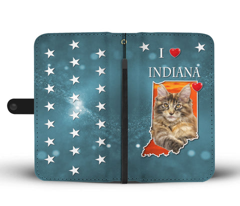 Lovely Maine Coon Cat Print Wallet CaseIN State