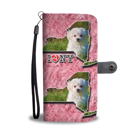 Cute Maltese Dog Print Wallet CaseNY State