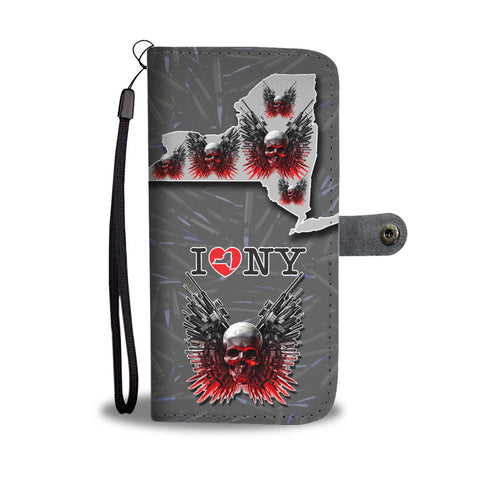 Guns And Skull Print Wallet CaseNY State