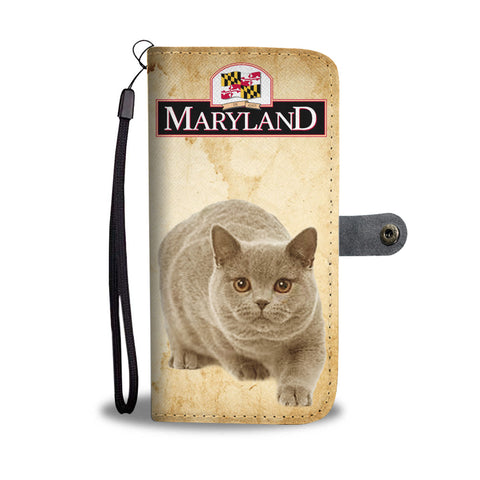 British Shorthair Cat Print Wallet CaseMD State