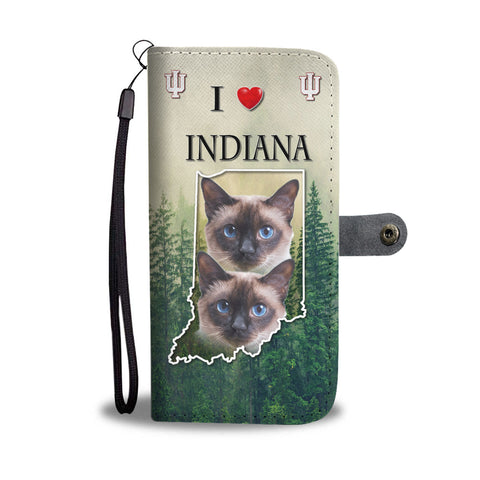 Lovely Siamese Cat Print Wallet Case PrintIN State