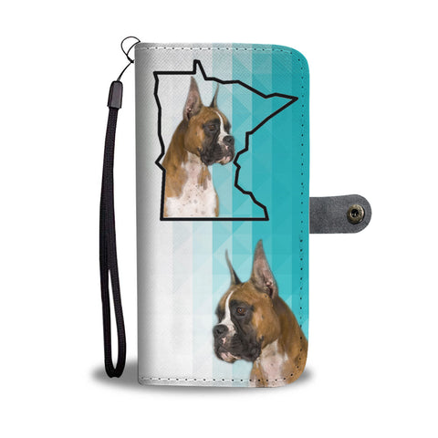 Boxer Dog Print Wallet CaseMN State
