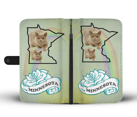 British Shorthair Cat Print Wallet CaseMN State