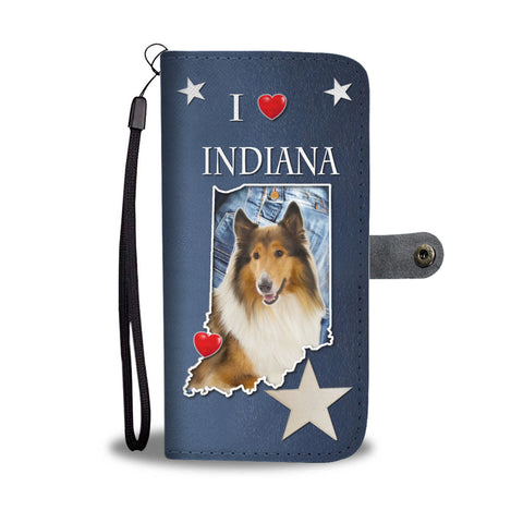 Rough Collie Print Wallet CaseIN State