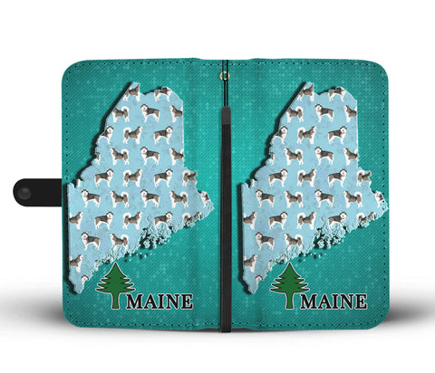 Alaskan Malamute Dog Pattern Print Wallet CaseME State