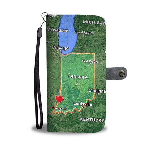 Indiana Map Print Wallet CaseIN State