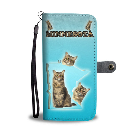 Maine Coon Cat Print Wallet CaseMN State