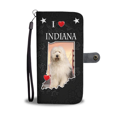 Old English Sheepdog On Black Print Wallet CaseIN State