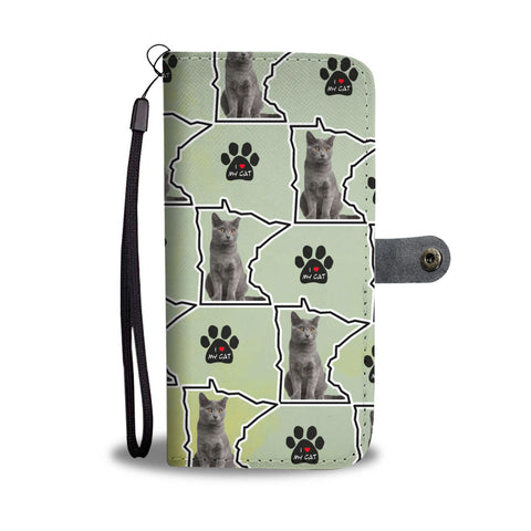 Chartreux Cat Print Wallet CaseMN State