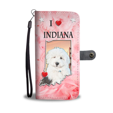 Cute Old English Sheepdog Print Wallet CaseIN State