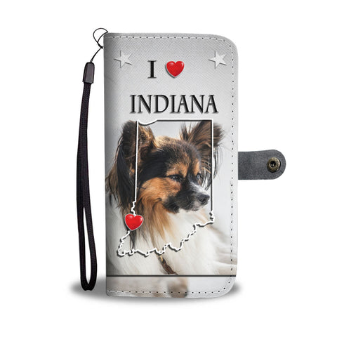 Cute Papillon Dog Print Wallet CaseIN State