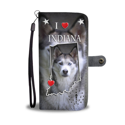 Cute Siberian Husky Print Wallet CaseIN State