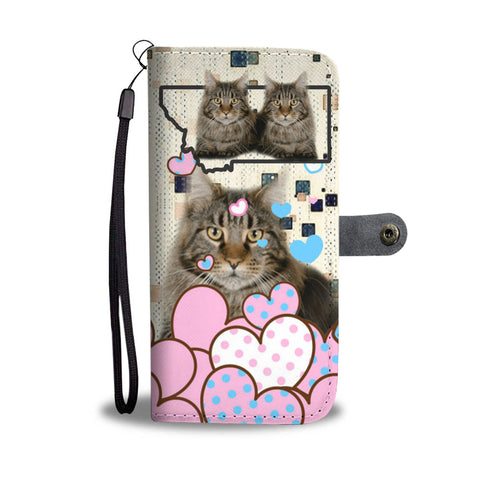 Maine Coon Cat Print Wallet CaseMT State