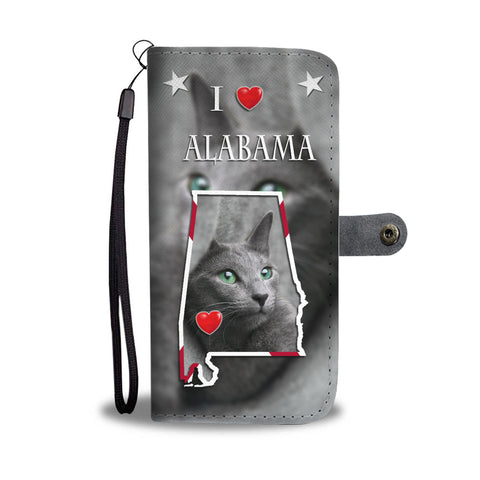 Russian Blue Cat Print Wallet CaseAL State