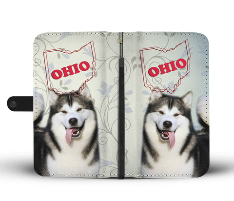 Alaskan Malamute Print Wallet CaseOH State