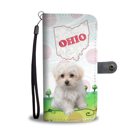 Cute Maltese Dog Print Wallet CaseOH State