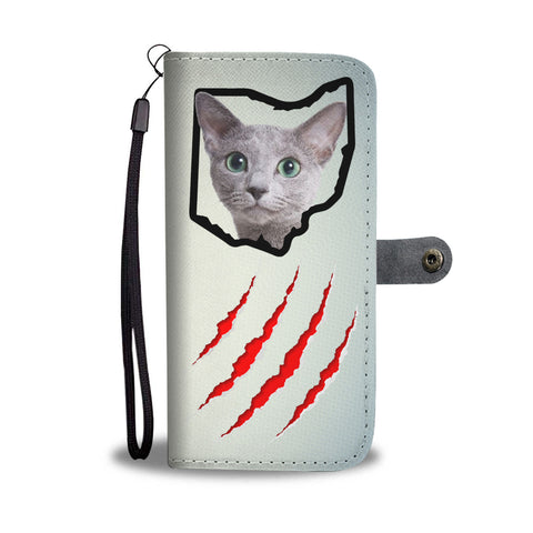 Russian Blue Cat Print Wallet CaseOH State