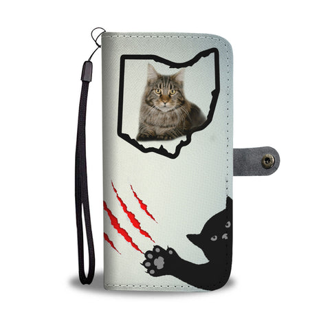 Maine Coon Cat Print Wallet CaseOH State