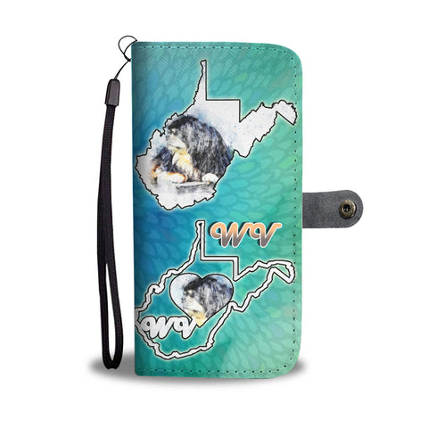 Tibetan Spaniel Dog Art Print Wallet CaseWV State