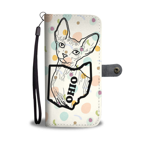 Cute Sphynx cat Print Wallet CaseOH State