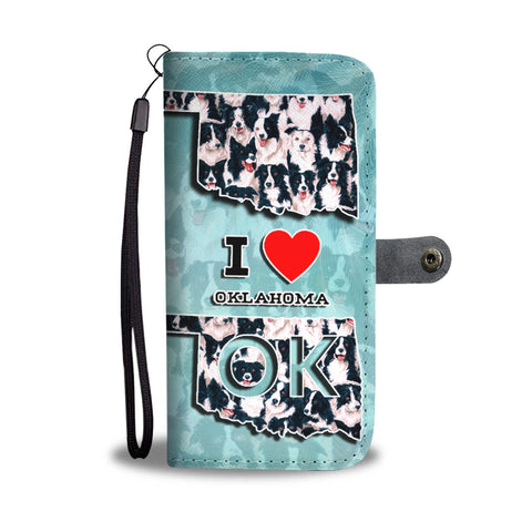 Border Collie Dog In Lots Print Wallet CaseOK State