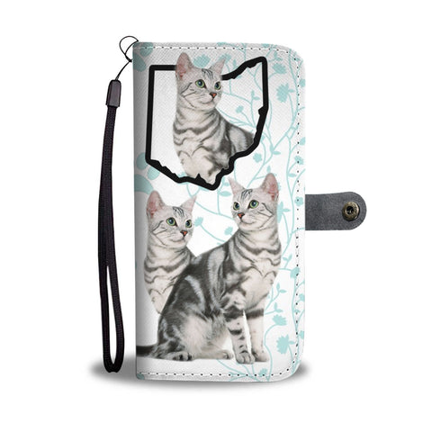 Cute American Shorthair Cat Print Wallet CaseOH State