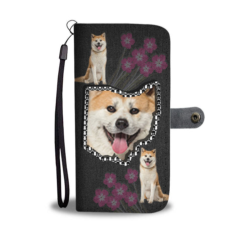 Akita Dog Print Wallet CaseOH State