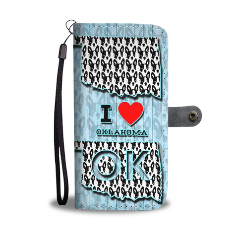 Boston Terrier Dog Love Print Wallet CaseOK State